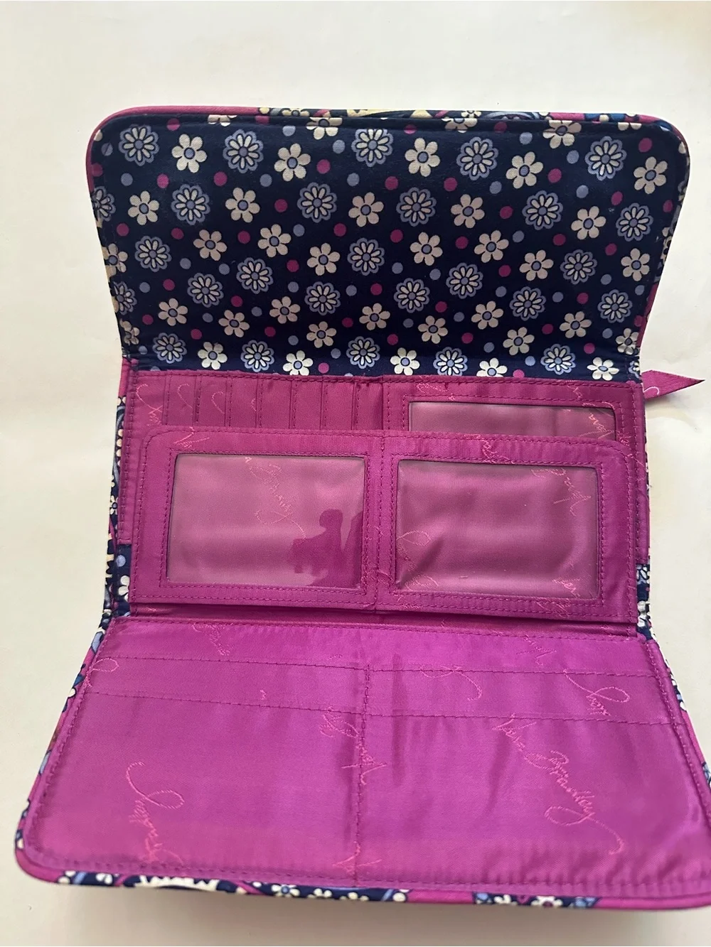 Blue and Purple Paisley Vera Bradley Gallery Wallet (Discontinued Pattern)